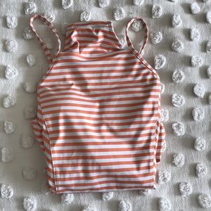 Albion fit coral striped one piece swimsuit